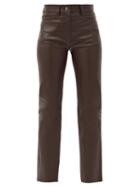 Matchesfashion.com Joseph - Teddy Leather Straight-leg Trousers - Womens - Burgundy
