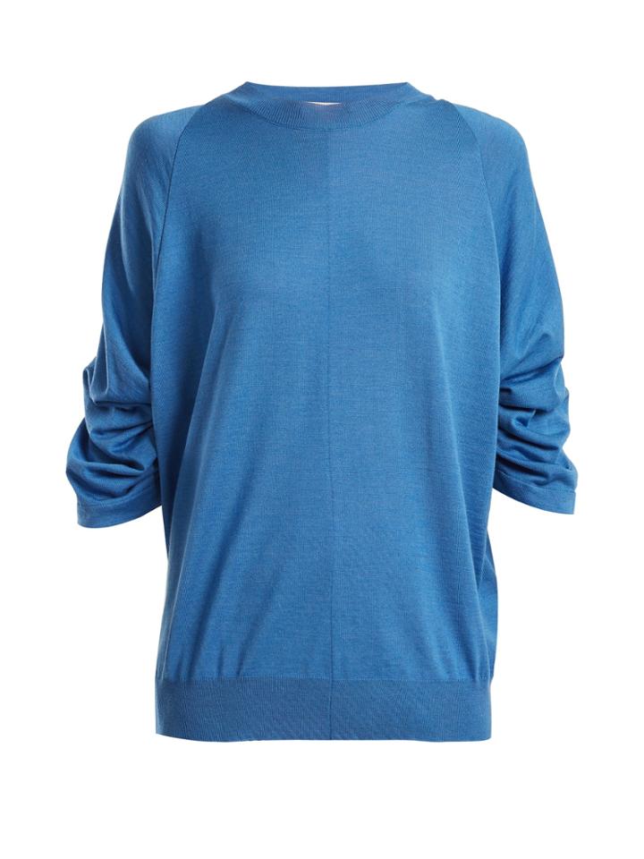 Stella Mccartney Ruched-sleeve Wool-blend Sweater