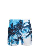 Matchesfashion.com Orlebar Brown - Bulldog X Palm Print Swim Shorts - Mens - Light Blue