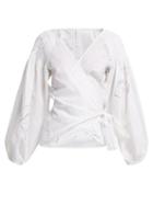 Matchesfashion.com Merlette - Sant Joseph Smocked Cotton Wrap Blouse - Womens - White Print
