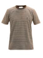 Matchesfashion.com Saint Laurent - Logo-embroidered Striped Cotton-jersey T-shirt - Mens - Black