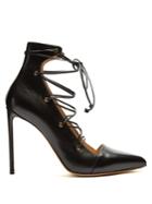 Francesco Russo Point-toe Lace-up Leather Pumps
