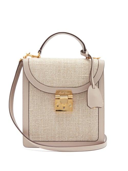 Matchesfashion.com Mark Cross - Uptown Leather-trimmed Canvas Cross-body Bag - Womens - Beige