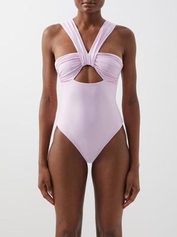 Nensi Dojaka - Butterfly Ruched Cutout Swimsuit - Womens - Pink
