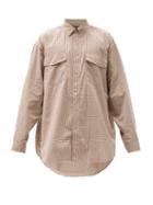 Matchesfashion.com Balenciaga - Oversized Check Cotton-poplin Shirt - Mens - Beige
