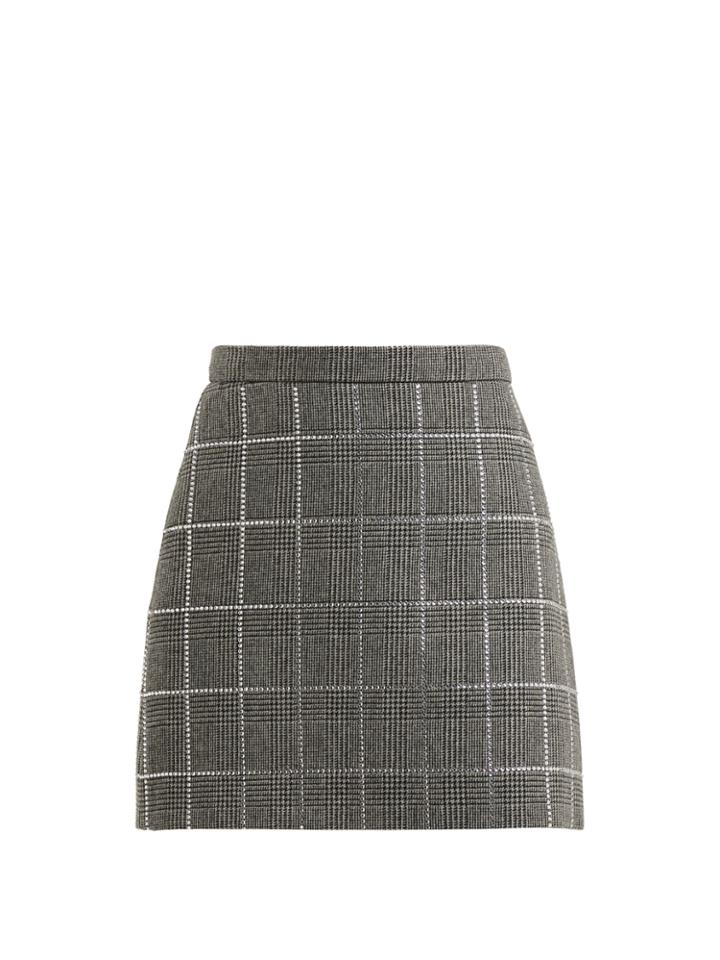 Miu Miu Crystal-embellished Wool-blend Skirt