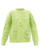 Bottega Veneta - Logo Letter-jacquard Chenille Sweater - Womens - Green