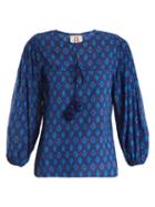 Matchesfashion.com Figue - Isadora Ikat Print Cotton Blend Blouse - Womens - Purple Multi