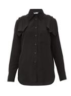 Matchesfashion.com Prada - Bow Shoulder Silk Crepe Blouse - Womens - Black