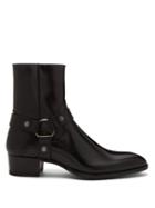 Matchesfashion.com Saint Laurent - Wyatt Harness Leather Boots - Mens - Black