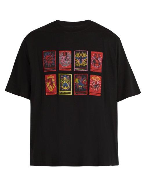 Matchesfashion.com Marcelo Burlon - Tarot Card Cotton T Shirt - Mens - Black