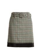 Prada Houndstooth Wool-blend Tweed Midi Skirt