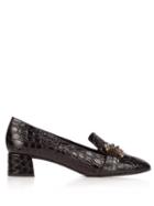 Erdem Berry Crocodile-effect Leather Loafers