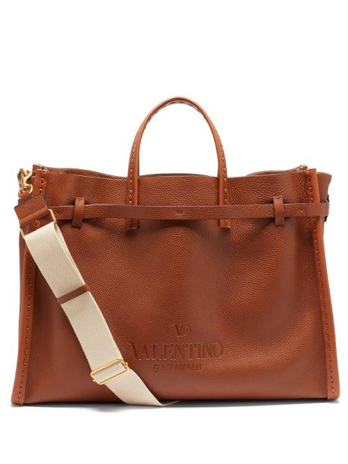 Matchesfashion.com Valentino Garavani - Logo-debossed Leather Tote Bag - Mens - Tan