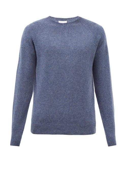 Sunspel - Raglan-sleeve Lambswool Sweater - Mens - Blue