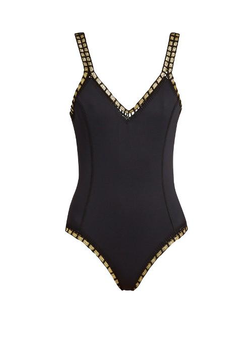 Kiini Chacha V-neck Crochet-trimmed Swimsuit