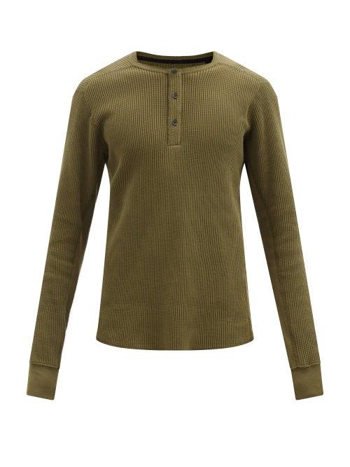 Rag & Bone - Devon Cotton-waffle Henley Top - Mens - Green
