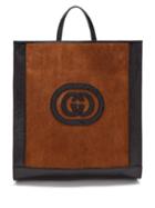Matchesfashion.com Gucci - Logo Front Suede Tote - Womens - Black Brown