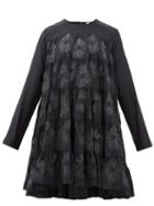 Matchesfashion.com Merlette - Soliman Sunburst-embroidered Cotton-blend Dress - Womens - Black