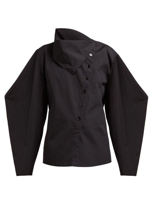Matchesfashion.com Lemaire - Asymmetric Cotton Poplin Blouse - Womens - Black