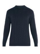Matchesfashion.com Connolly - Clarke Crew Neck Cable Knit Cashmere Sweater - Mens - Navy