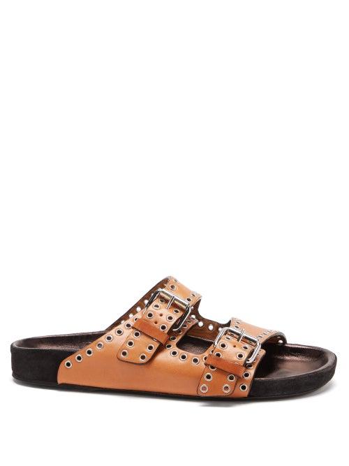 Isabel Marant - Lennyo Studded Leather Slides - Womens - Beige
