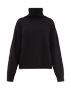 Matchesfashion.com Raey - Cropped Displaced Sleeve Roll Neck Wool Sweater - Womens - Black