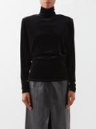 Alexandre Vauthier - High-neck Velvet Top - Womens - Black