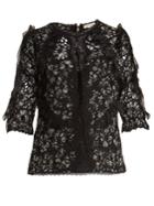 Rebecca Taylor Moonflower Floral-print Embroidered Silk Blouse