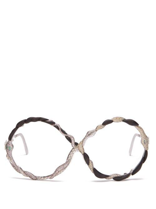 Matchesfashion.com Francis De Lara - Three Serpents Sapphire, Emerald & Diamond Glasses - Womens - Silver