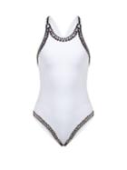 Matchesfashion.com Norma Kamali - Mio Studded Swimsuit - Womens - White