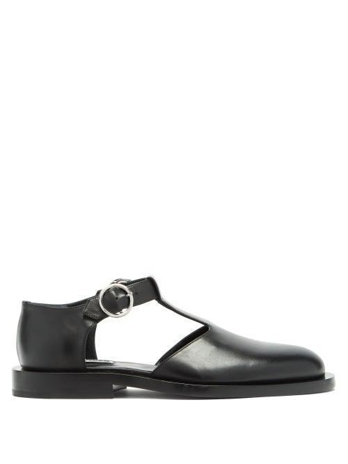 Matchesfashion.com Jil Sander - Double-buckle Leather T-bar Flats - Womens - Black