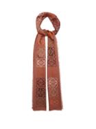 Matchesfashion.com Loewe - Anagram-knitted Wool-blend Scarf - Womens - Brown