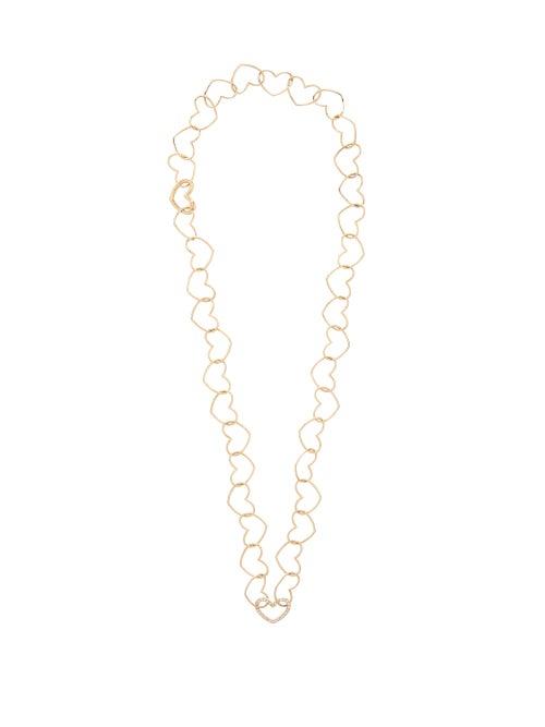 Matchesfashion.com Yvonne Lon - Heart-link Diamond & Gold Necklace - Womens - Crystal