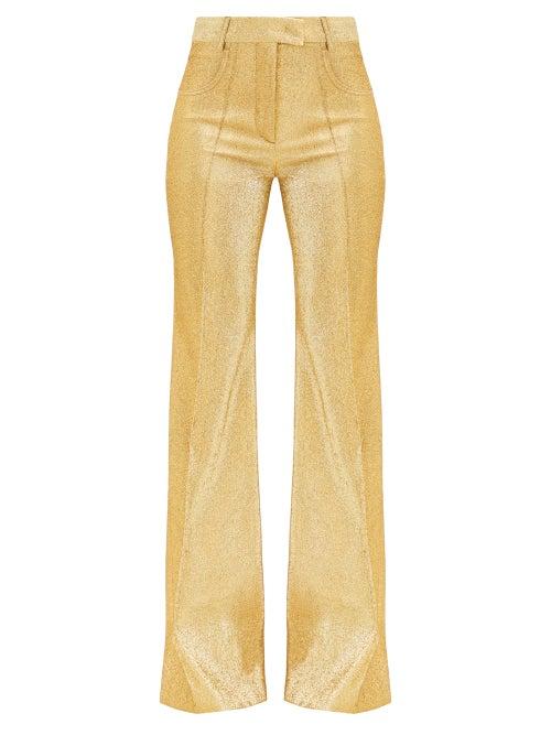 Matchesfashion.com Franoise - High-rise Lam Flared-leg Trousers - Womens - Gold
