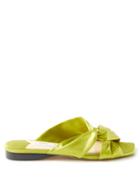 Jimmy Choo - Narisa Square-toe Satin Slides - Womens - Yellow