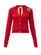 Matchesfashion.com No. 21 - Crystal-cat Cashmere Cardigan - Womens - Red