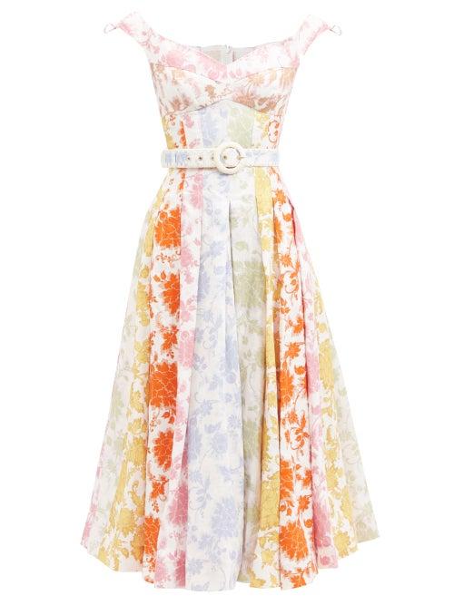Zimmermann - Pleated Floral-print Poplin Midi Dress - Womens - Multi