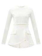 Matchesfashion.com A.w.a.k.e. Mode - Peplum Long-sleeved Crepe Top - Womens - Ivory