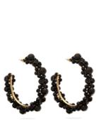 Matchesfashion.com Simone Rocha - Large Crystal Daisy Hoop Earrings - Womens - Black