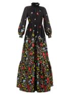 Matchesfashion.com Erdem - Clementine Floral-embroidered Organza Gown - Womens - Black Multi