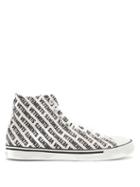 Matchesfashion.com Vetements - Logo Print High Top Canvas Trainers - Womens - White Black