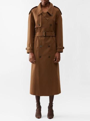 Saint Laurent - Belted Washed-twill Trench Coat - Womens - Tan