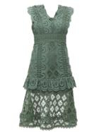 Matchesfashion.com Sea - Laurel Ruffle Trimmed Crochet Midi Dress - Womens - Khaki