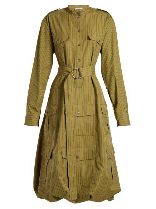 Matchesfashion.com Jw Anderson - Pinstriped Belted Shirtdress - Womens - Khaki