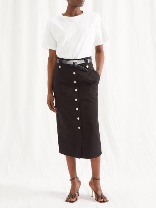 Isabel Marant - Nilehora High-rise Buttoned Denim Midi Skirt - Womens - Black