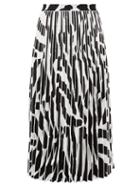 Matchesfashion.com Proenza Schouler - Zebra-jacquard Pleated Midi Skirt - Womens - White Black