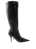 Balenciaga - Cagole Buckled Knee-high Leather Boots - Womens - Black