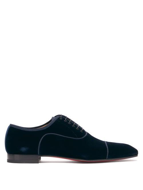 Matchesfashion.com Christian Louboutin - Greggo Orlato Velvet Dress Shoes - Mens - Navy