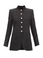 Matchesfashion.com Paco Rabanne - Single-breasted Stand-collar Wool Jacket - Womens - Black